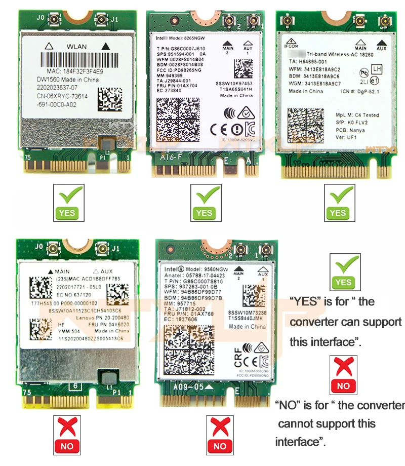 M.2 NGFF на мини-разъем pci-е(PCIe+ USB) ноутбук адаптер переменного тока для M.2 Wi-Fi Bluetooth плата Wireless WLAN Card для Intel AX200 9260 8265 8260