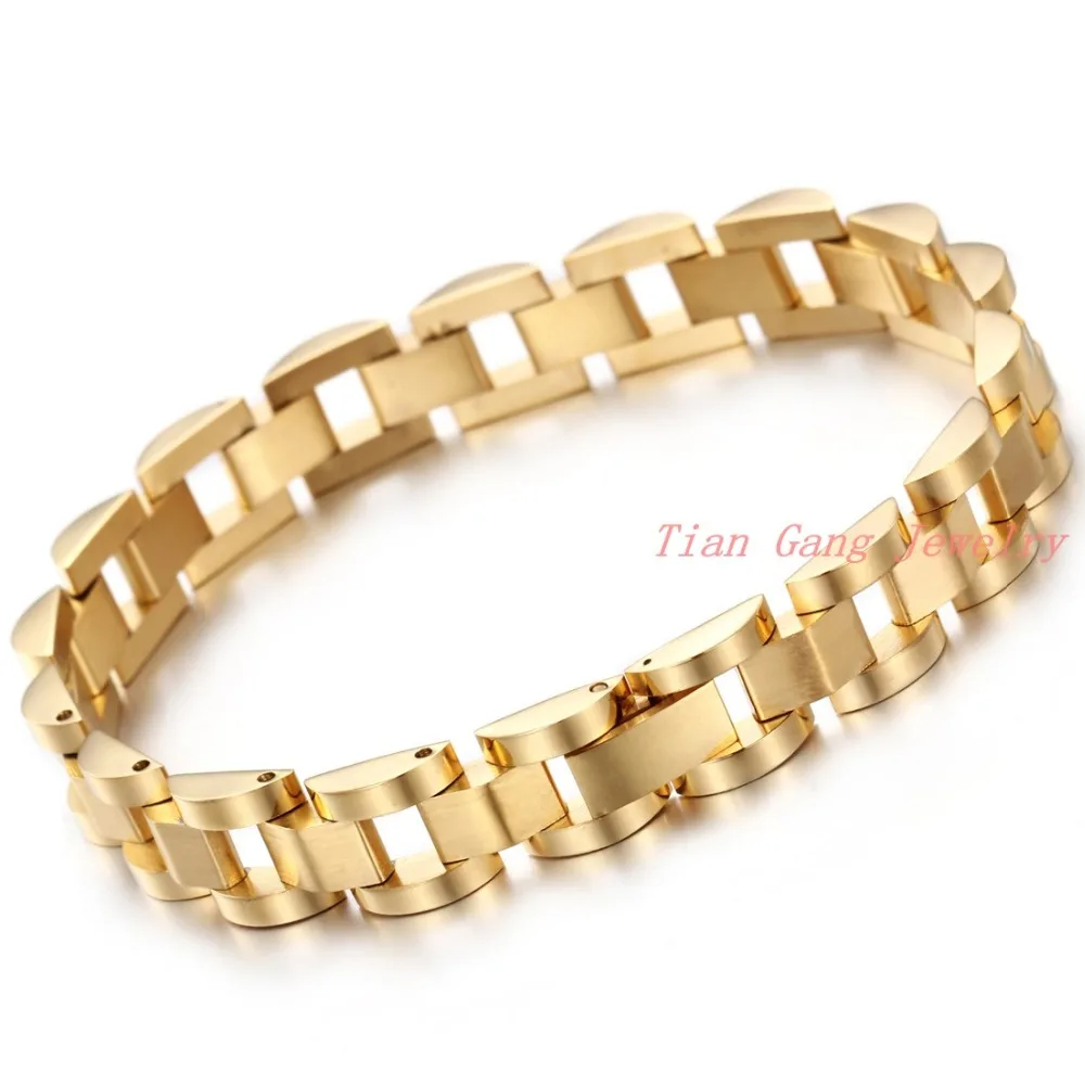 Classic Style Really Gold 316L Stainless Steel Bracelets Men Watch Band Bracelet New Designs