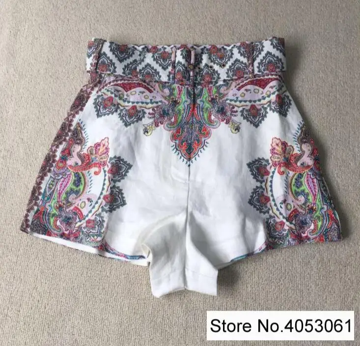 Shorts Only Лен дамы филигранная рубашка в Lennon Пейсли эффектная рубашка+ филигранные шорты Lennon Пейсли короткие брюки - Цвет: Shorts Only