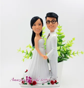 

2019 AMAZING CAKE TOPPER Husband and wife are happy forever Toys Custom Polymer Clay Figure From Pictures