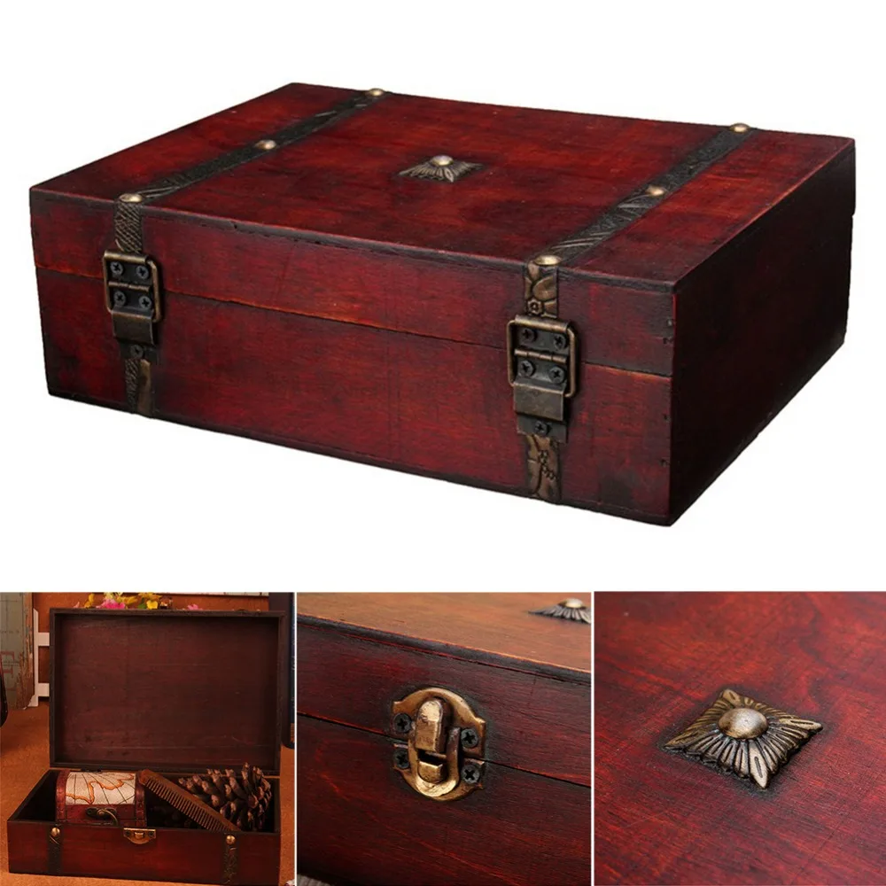 Настольная коробка для хранения, антикварная деревянная Бытовая коробка для хранения ювелирных изделий, подарочная коробка