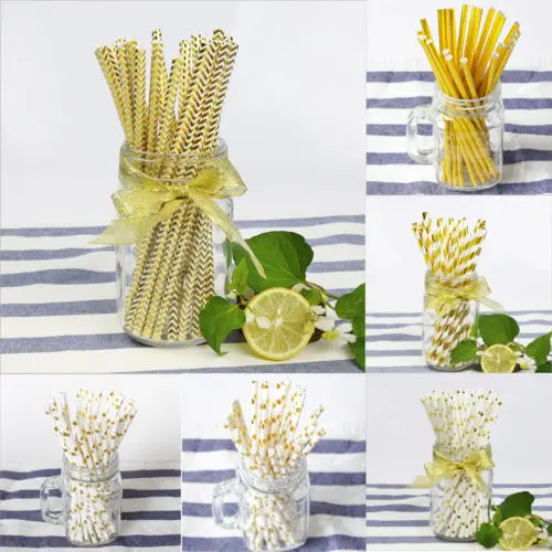 

25Pcs/Lot Color Striped Kraft Paper Drinking Straw Wedding Party Tableware Bar Dining Accessories Straws