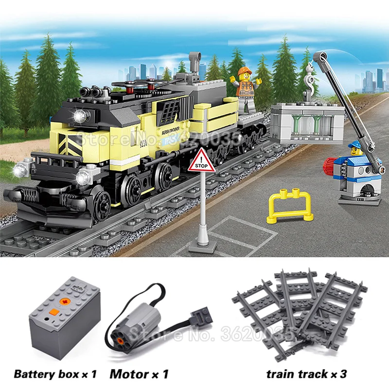 

City Maersk Train Technology Electric High Speed Rail Transport Rack Building Blocks Set Figures Educational Toy Gift YouZhengle