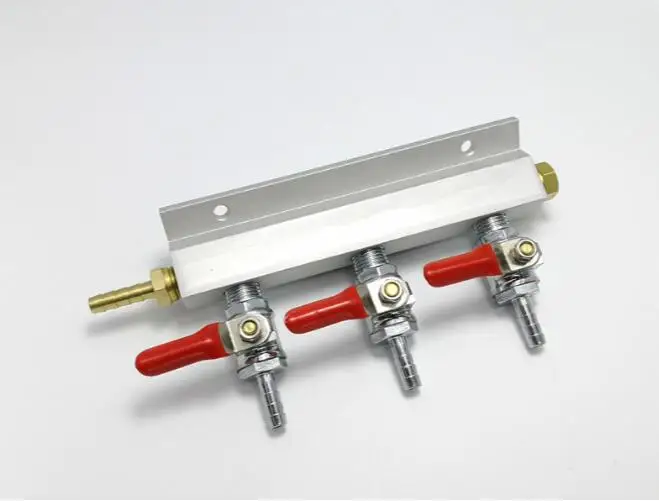 3 OUTPUT / 3 Way Gas Manifold Distribution CO2 Splitter W/ Check Valves