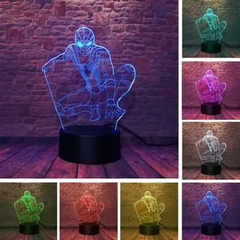 

HOT Marvel Spider Man Figure Action Hero Man Boys Favor 7 Color Night Light Halloween Kids Child Toys Holiday Festival Xmas Gift