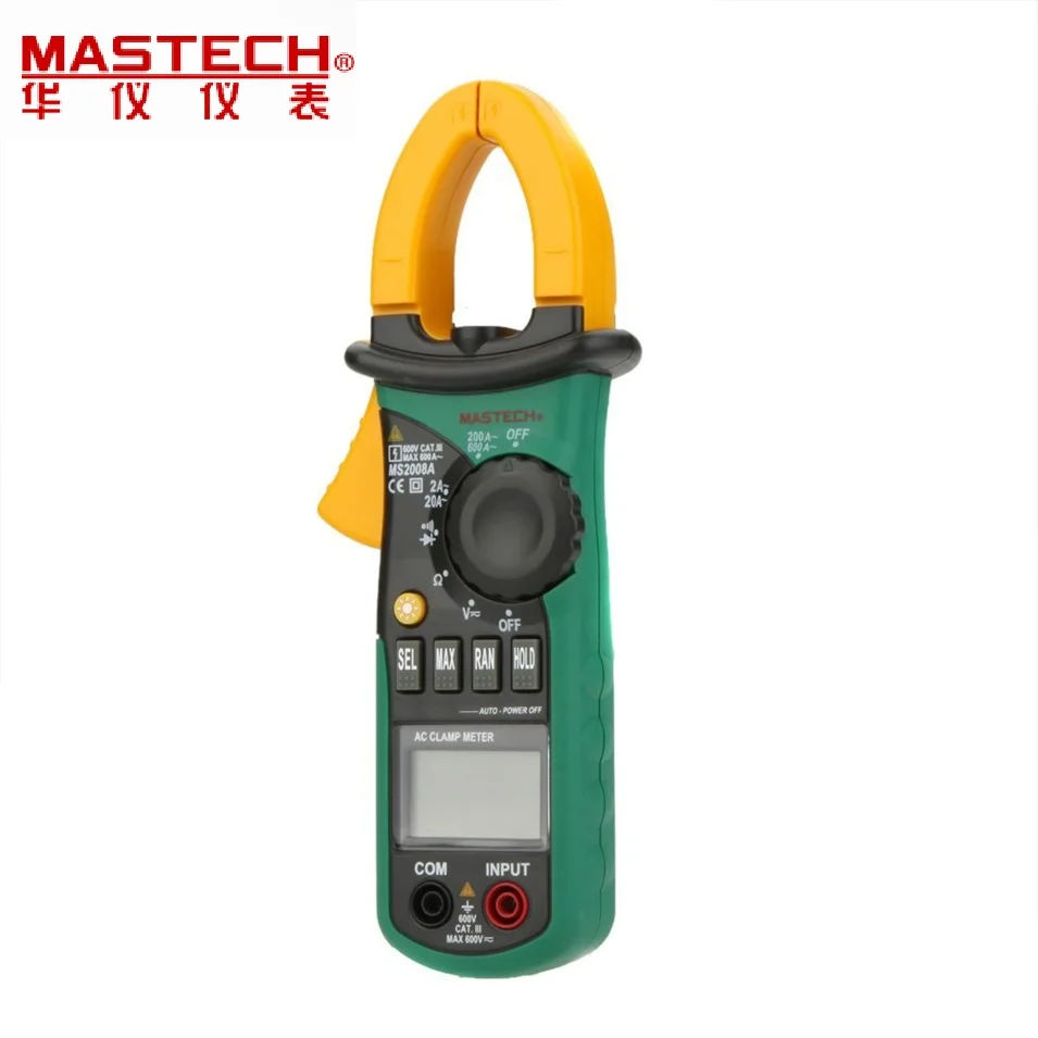 

MASTECH MS2008A Digital Clamp Meters Auto Range Clamp Meter Ammeter Voltmeter Ohmmeter w/ LCD Backlight Current Voltage Tester
