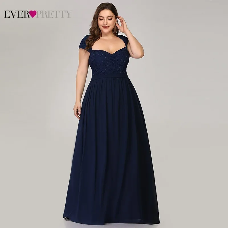 Ever Pretty элегантный плюс размер платья для матери невесты бисерное ТРАПЕЦИЕВИДНОЕ платье без рукавов темно-синего цвета платья для матери