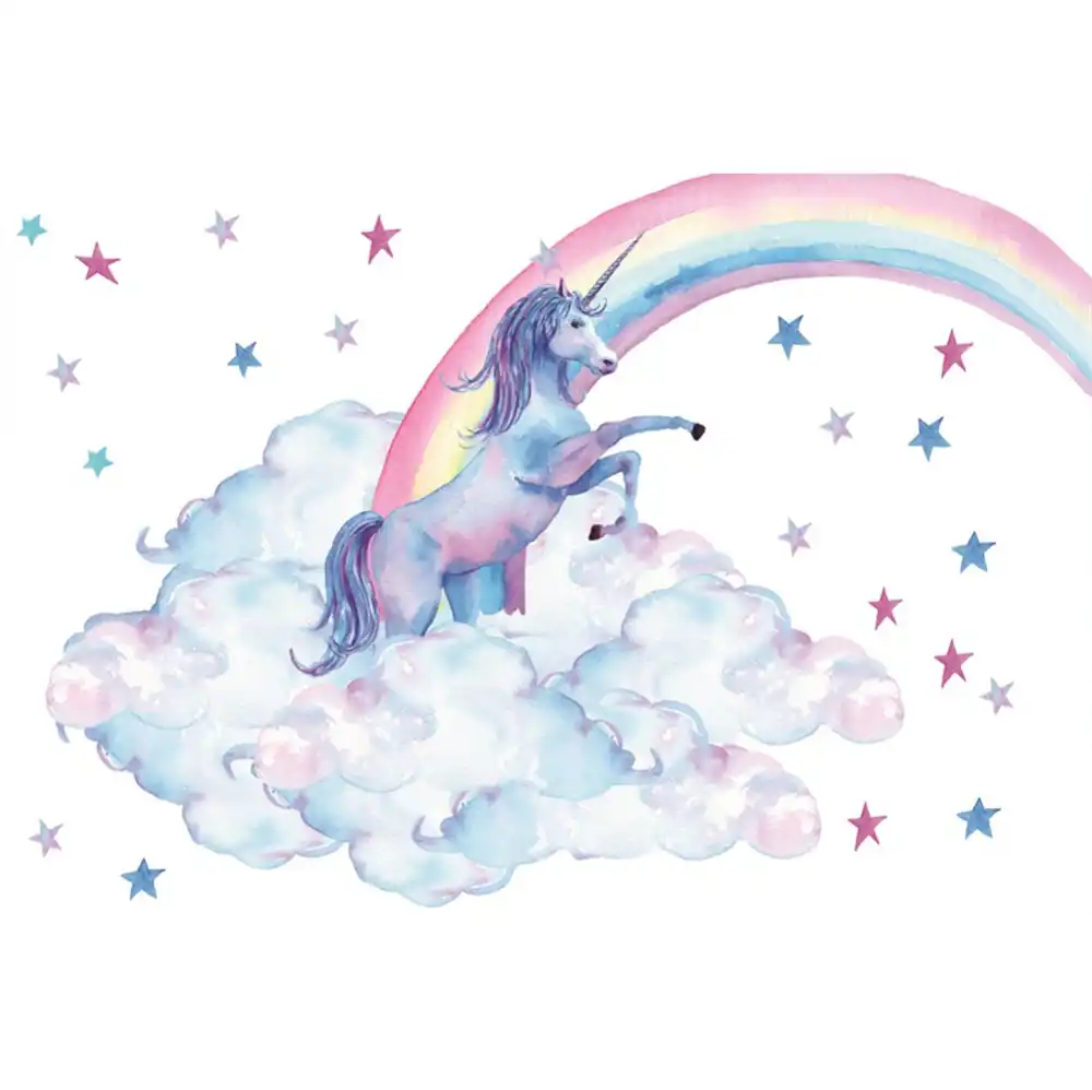 Laeacco Rainbow Unicorn Birthday Party Star Cloud Poster Watercolor Photo Background Photography Backdrop Photocall Photo Studio Background Aliexpress