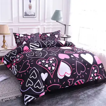 

ZEIMON Cartoon Soft Home Textiles Luxury 3D Heart Bedding Sets 3pcs Pillowcase Room Decor Duvet Cover Set For Girls Best Gift