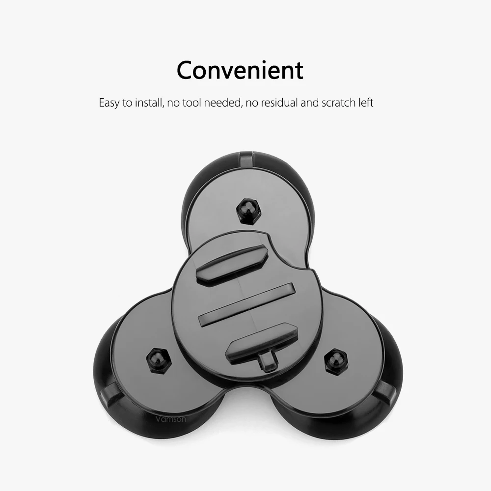 Vamson для Go pro Аксессуары Съемная трехугольная присоска Плоская база j-крюк Пряжка крепления для GoPro Hero 5 4 3+ камера VP524