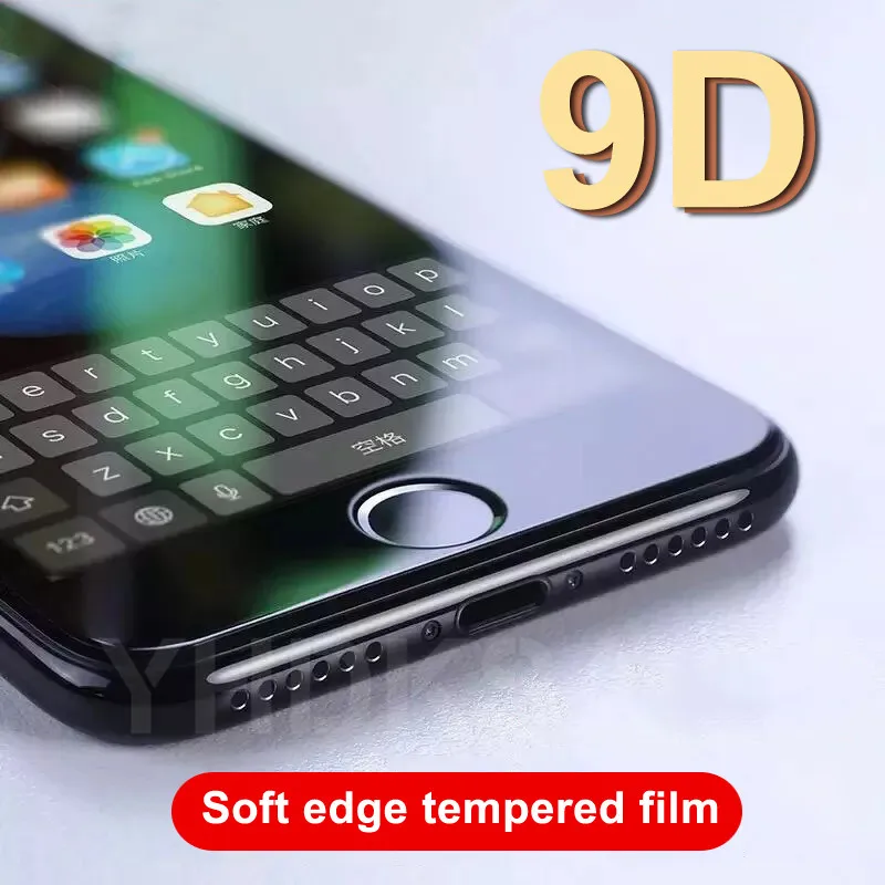 9D منحني كامل غطاء واقي للشاشة على ل فون 8 7 6 6 S زائد واقية الزجاج المقسى ل فون X XR XS ماكس فيلم حالة