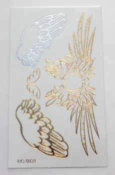 

New Body Art Beauty Party Women Makeup Golden Sexy Leather with Angle Small Cute Wings Waterproof Temporary Tattoo Stickers