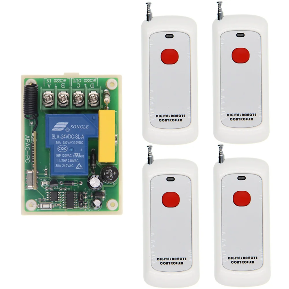 

500m Range AC 220V 30A 1CH 1 CH Wireless Remote Control Switch Relay Output Radio RF Transmitter And 315/433 MHz Receiver