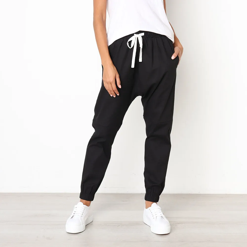 

Women Casual Solid Straight Leg Pants Waistband Bandage Mid Waist Pants Trousers