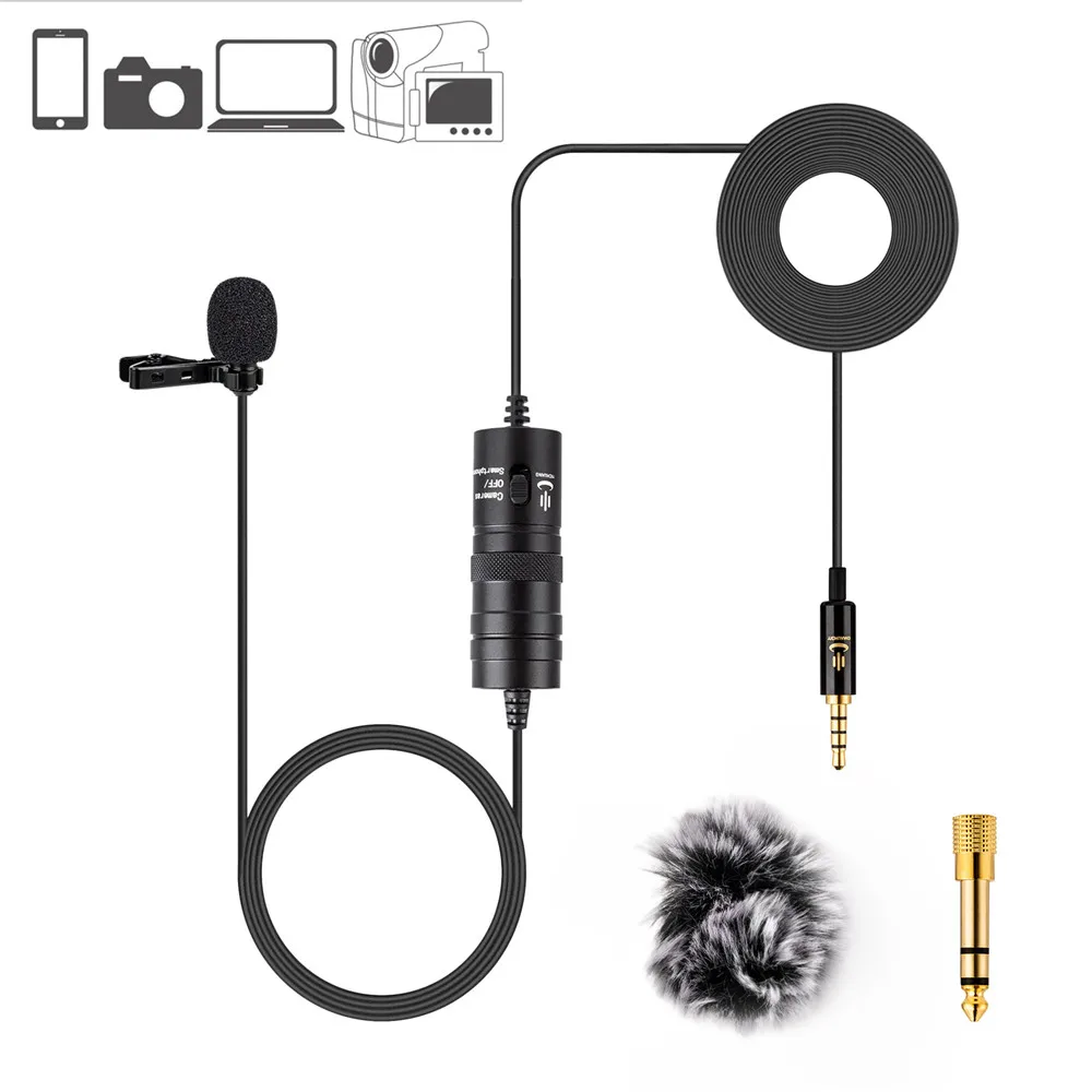 6 м петличный нагрудный микрофон всенаправленный конденсаторный микрофон для iPhone/Android смартфонов, Canon/Nikon/sony DSLR видеокамеры YouTube