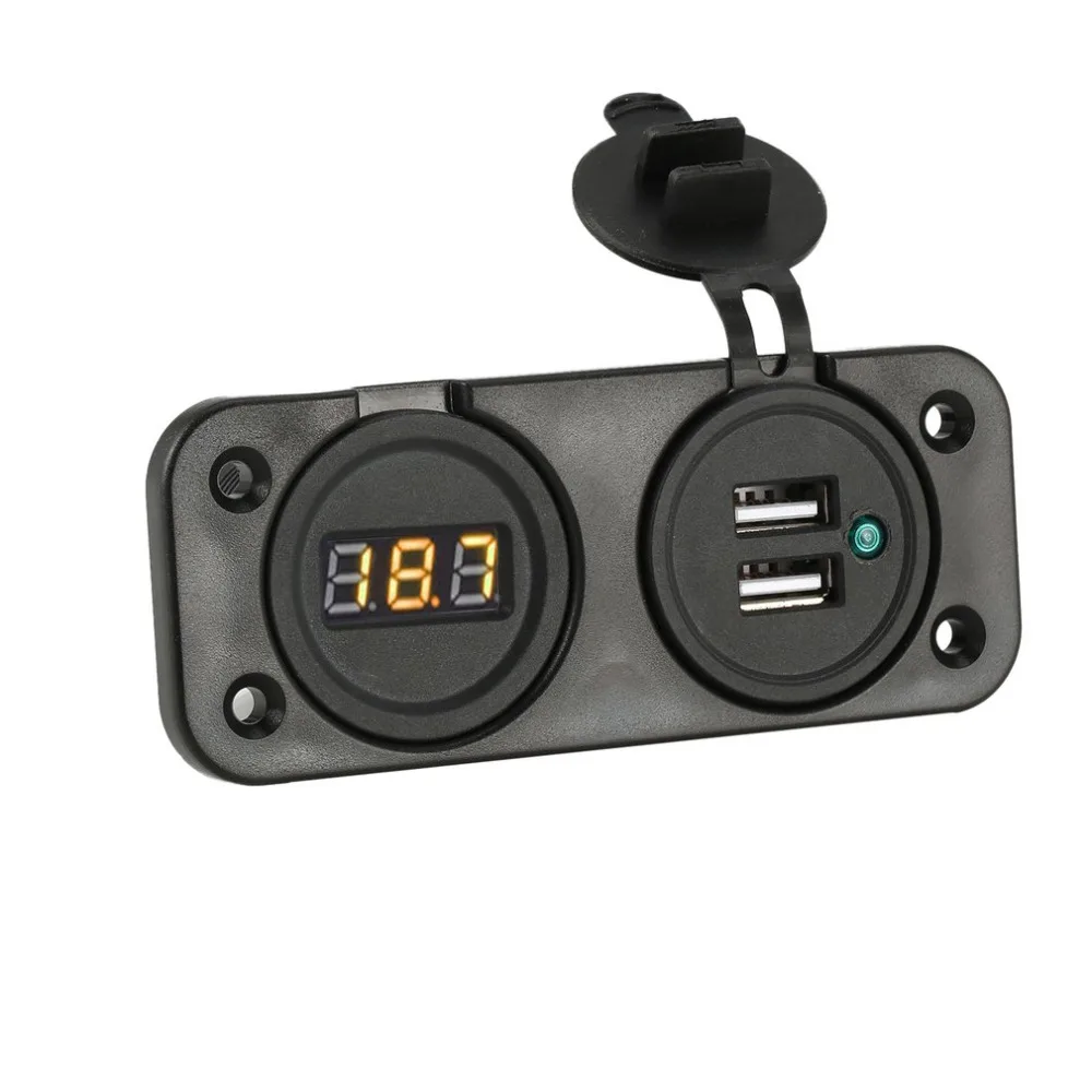 2.1A/1A автомобильное зарядное устройство Мини вольтметр зарядное гнездо Dual USB светодиодный порт светодиодный вольт дисплей телефон планшет