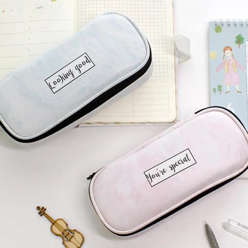 

New Simple Style Student Stationery Marble Pencil Case Multi-function Waterproof Cute Pecil Case Office School Supplies