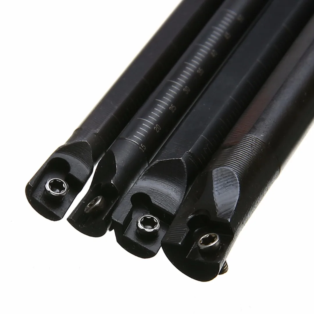 Practical CNC Lathe Turning Tool 4pcs 6/7/8/10mm SCLCR06 Boring Bar 125mm Length Holder +10pcs CCMT060204 Carbide Inserts Blades