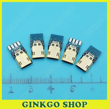 

10pcs/lot Micro USB Male Plug Connector Port with PCB Board A type