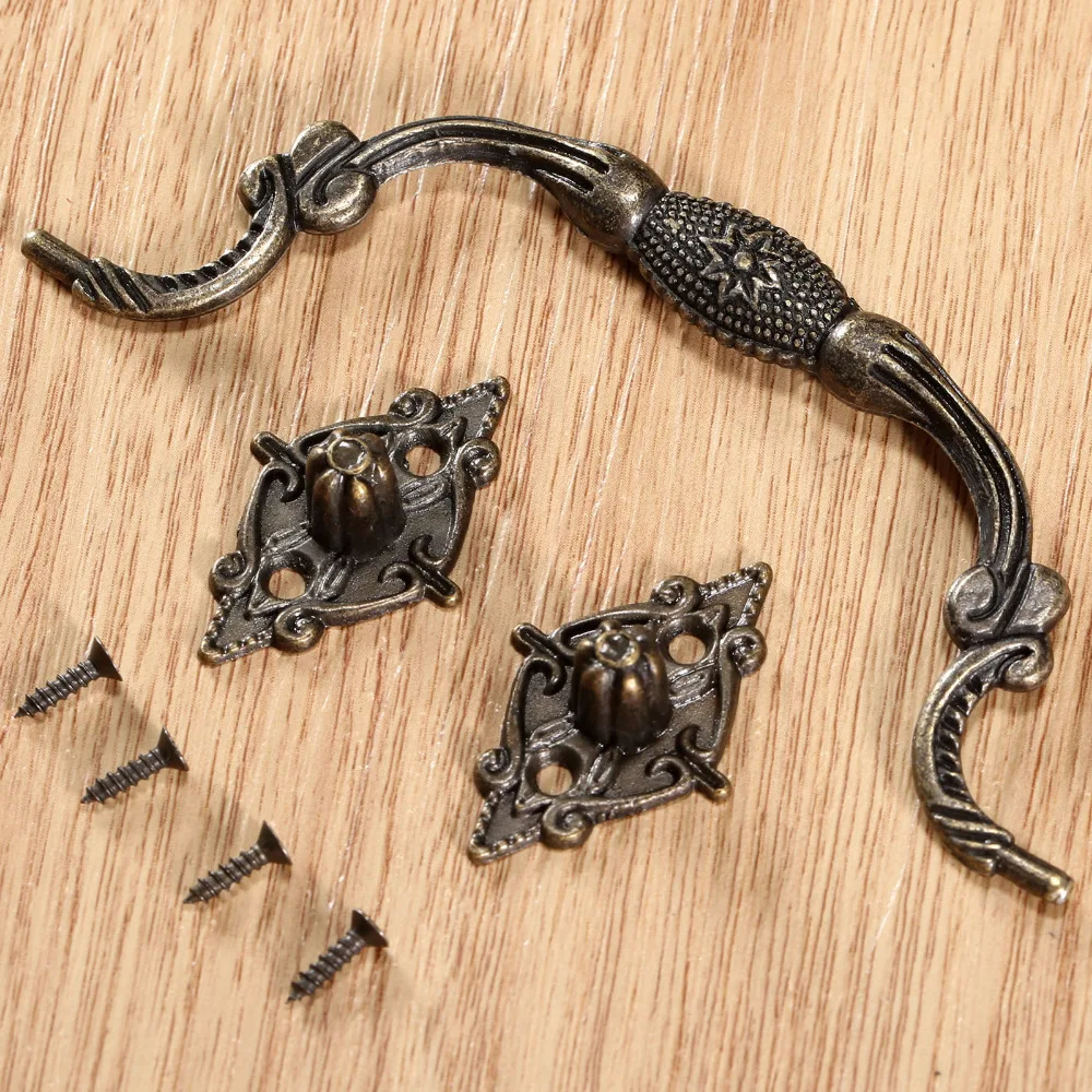 DRELD Antique Furniture Handles Cabinet Knobs and Handles Drawer Cabinet Door Pull Cupboard Kitchen Handle Furniture Fittings