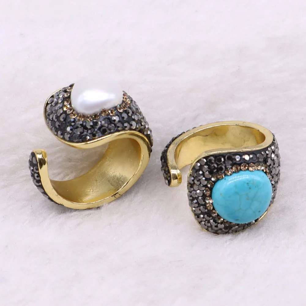 

5 pieces Natural stone rings druzy rings wholesale jewelry custom jewelry bang rings adjustable rings 3502