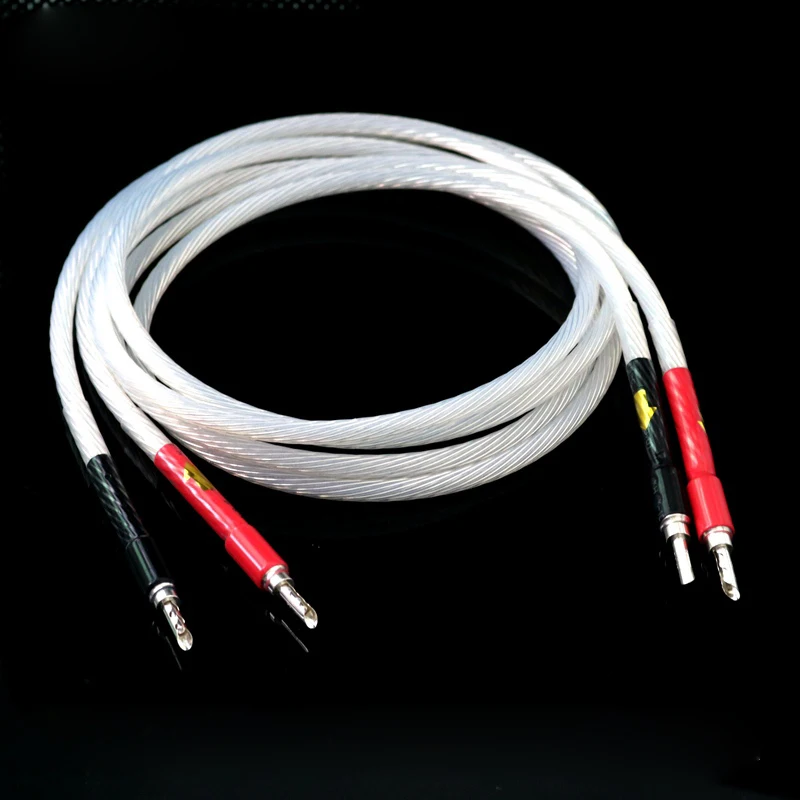 Pair 5N OCC Silver Plated Hi end Hifi Speaker Cable banana to banana