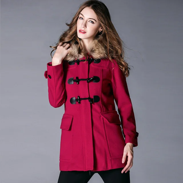 Cheap Winter Coat With Real Fur Collar Womens Loose Wool Coat Women Le Palais Vintage 2016 Plus Size Long Female Overcoat