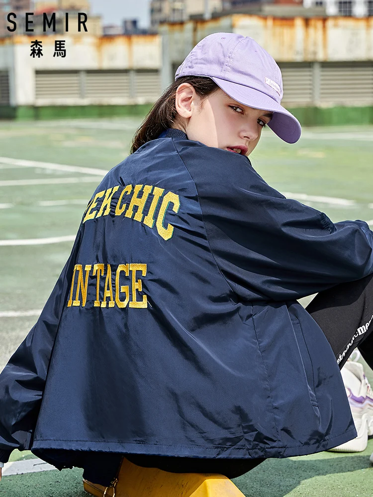 Very best SEMIR Jacket women letter printing 2019 popular ribbon BF wind bomber jacket Korean trend girl earl