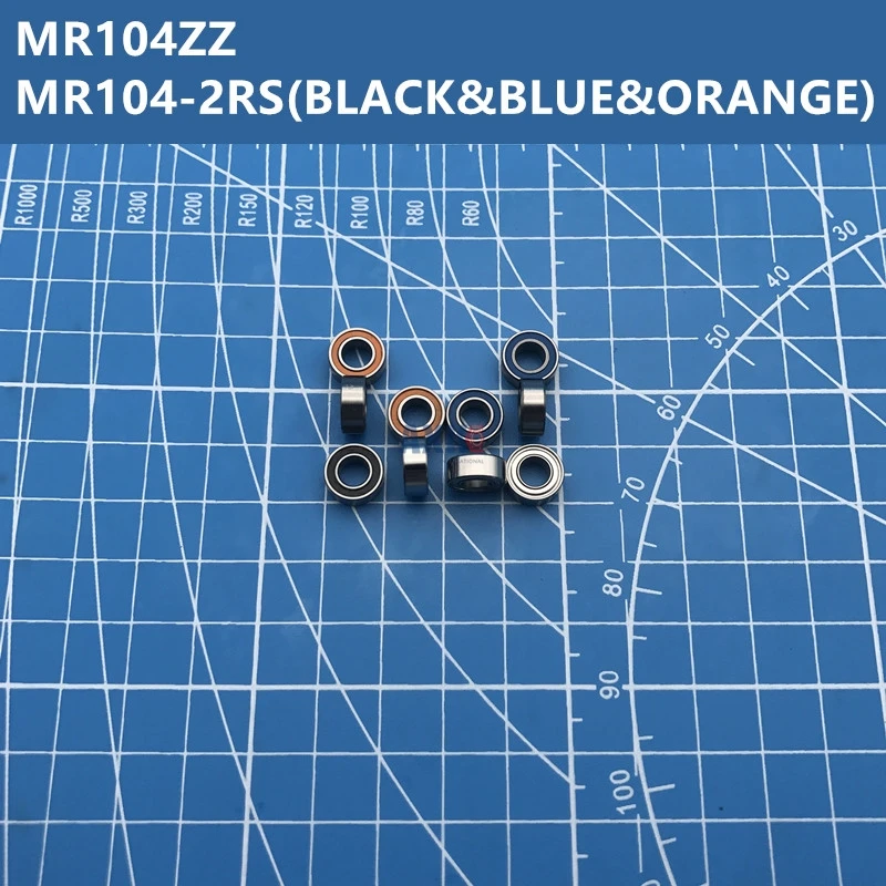 Бесплатная доставка 10 шт. SMR104ZZ MR104ZZ MR104-2RS (черный синий и оранжевый) 4*10*4 мм тонкий