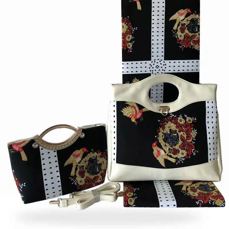 

high quality ankara cotton wax fabric with handbag african wax prints 6yards fabric for sewing dress wholesale F93-9