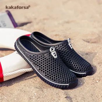 

Kakaforsa 2019 Women men Outdoor Sandals Mesh Breathable Unisex Casual Beach Shoes Hollow Flats waterproof Sandal for Lovers
