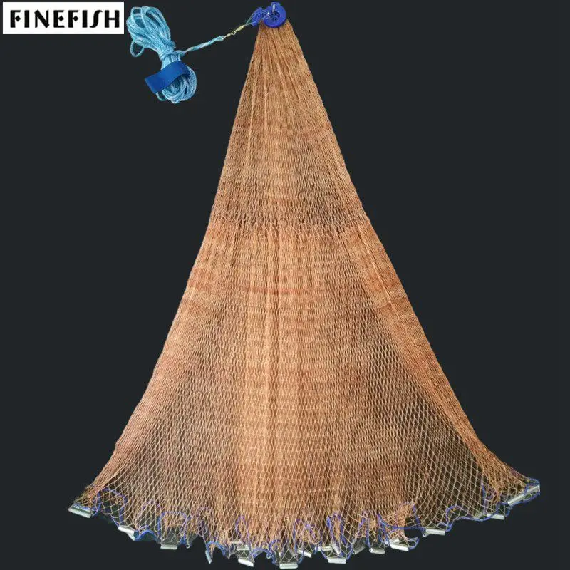 

Finefish Hand Throw Network Brown Strong USA Cast Net Outdoor Hunting Trap Catch Fishing Net Small Mesh Dragging Gill Nets