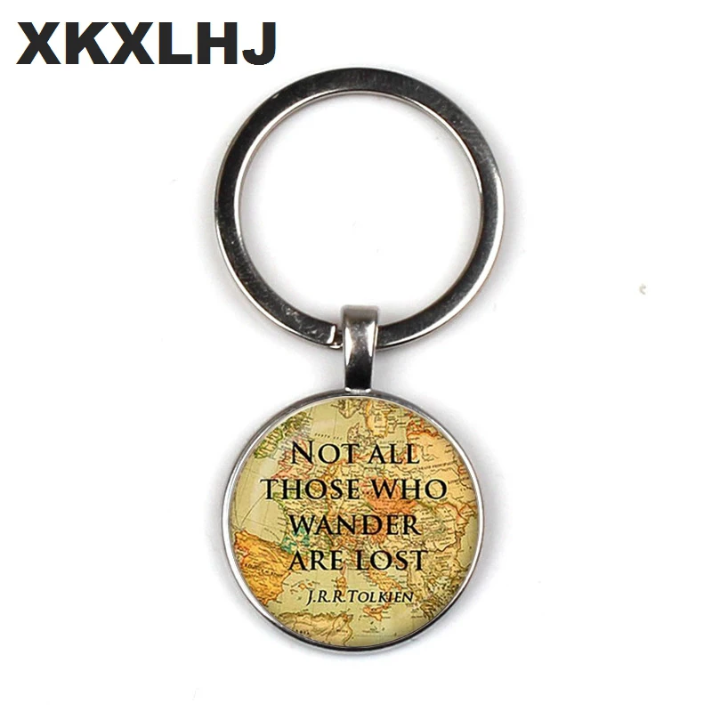 

XKXLHJ Not All Those Who Wander Are Lost J.R.R.Tolkien Glass Dome Pendant Vintage Art Picture Keychain Best Gift