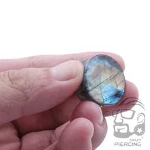 Par de Piedra Labradorita Orgánico Ear Plugs Medidores Piercing Flesh plugs Túneles Expansor Joyería Del Cuerpo enchufe de 8mm a 25mm