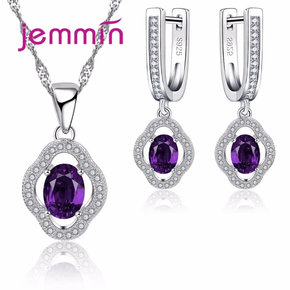 Комплект из колье и серёг серебра 925 пробы с аметистом|jewelry necklace sets|jewelry wedding setjewelry