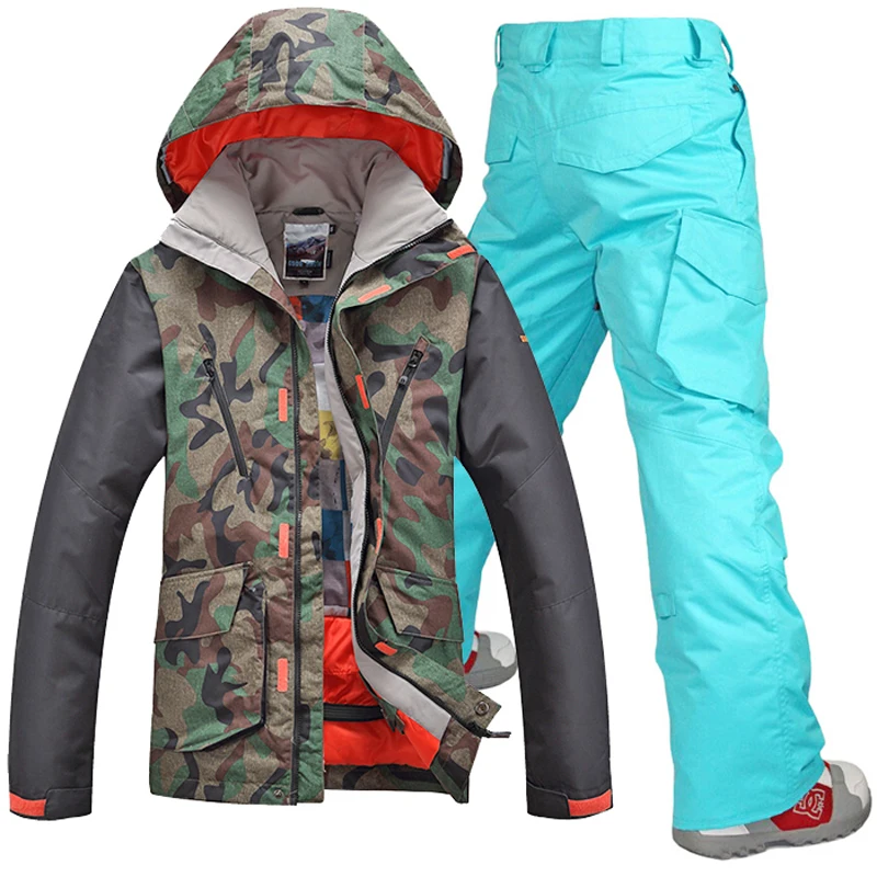 2016 Snowboard men skiing jacket sets waterproof windproof+warm pants ...