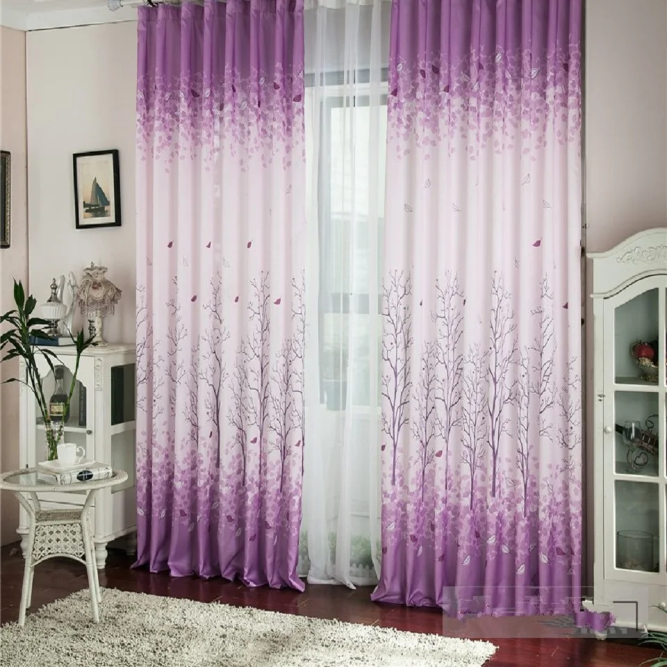 Modern Style Thick Window Blackout Curtains Purple Tree Printed Curtains For Living Room Bedroom Cortinas Window Decoration Blackout Curtains Purple Curtains Fortree Printed Curtain AliExpress