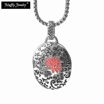 

Red Flower Link Chain Pendant Necklace,Thomas Style Chains Fashion Gift Romantic Jewelry in 925 Sterling Silver For Men Women