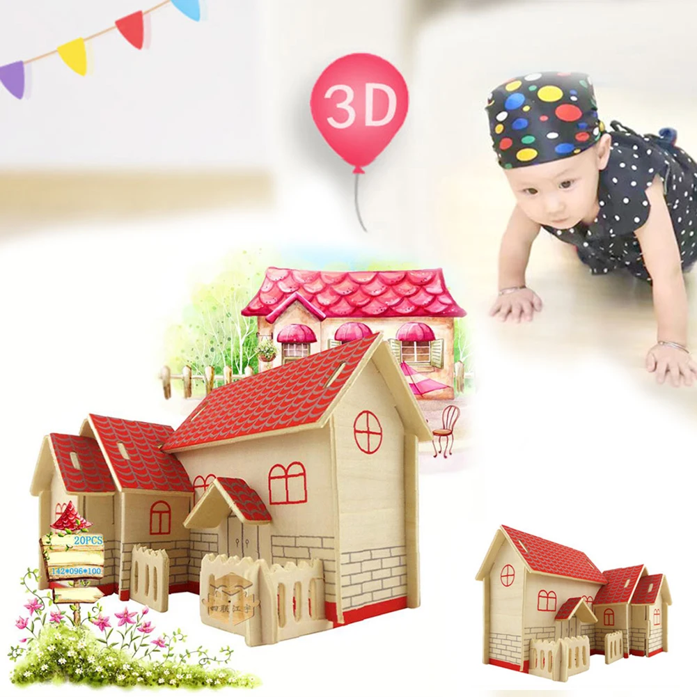 Маленький дом Diy 3d режим дом игрушки Романтический деревянный домик обучающий пазл игрушка модель здания Деревянный 3d пазл для детей и