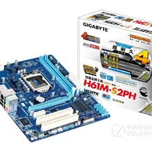 Новинка, GIGABYTE GA-H61M-S2PH рабочего Материнская плата H61 LGA 1155 i3 i5 i7 DDR3 16G