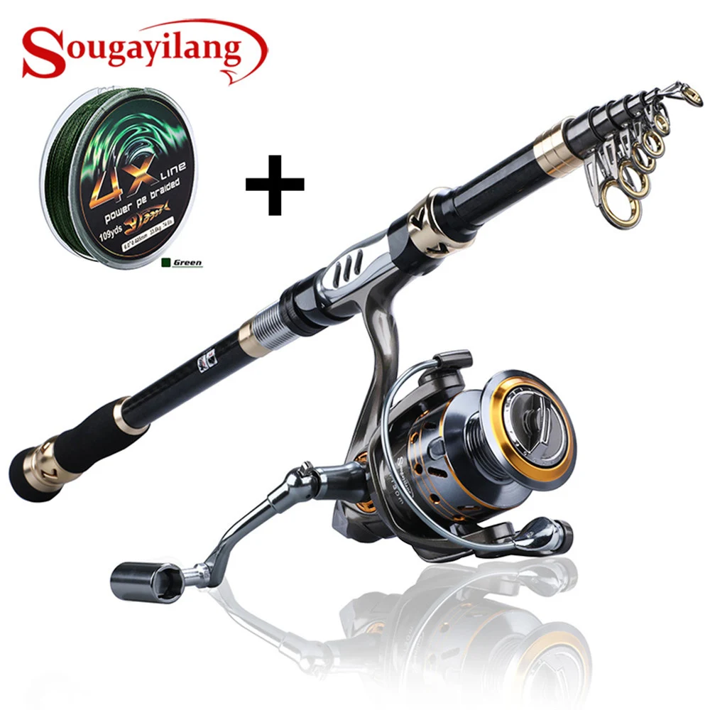 Sougayilang 1.8-3.6 m غزل الصيد رود كومبو ألياف الكربون تلسكوبي الصيد قضيب و 12 + 1BB الصيد بكرة السفر الصيد قضيب Sougayilang 1.8-3.6 m غزل الصيد رود كومبو ألياف الكربون تلسكوبي الصيد قضيب و 12 + 1BB الصيد بكرة السفر الصيد قضيب