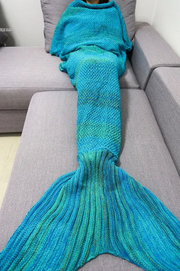 Yarn Knitted Sleeping Bags Mermaid Tail Blanket Handmade Crochet