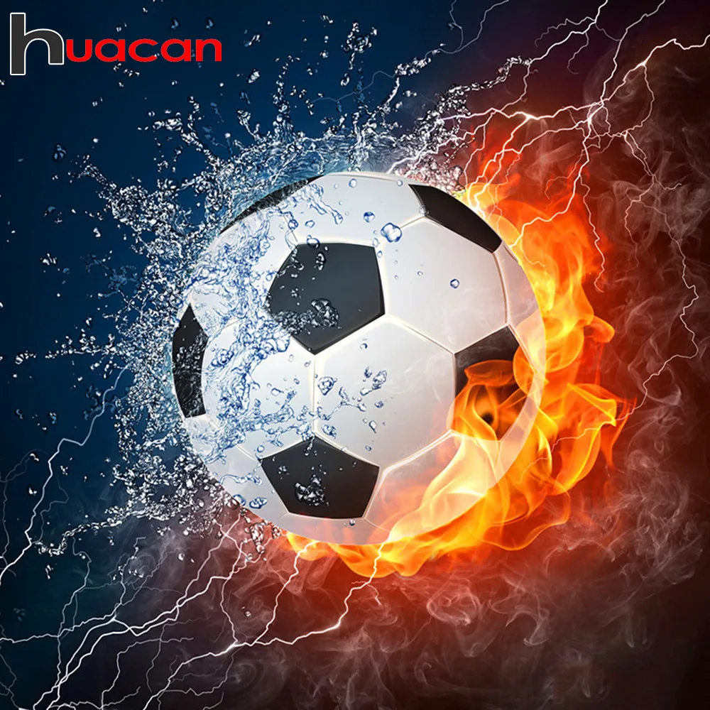

Huacan 5d Full Square /round Diamond Painting Football Diamond Embroidery Cartoon Picture Rhinestone Handmade Diamond Mosaic