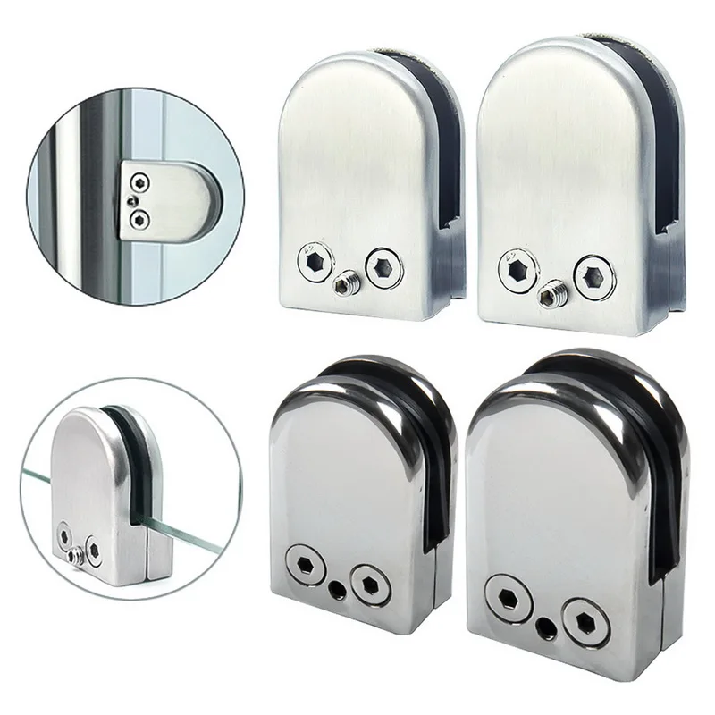 

Urijk 1Pcs 304 Stainless Steel Adjustable Glass Clamps Door Clip Punch Free Bracket Flat Back 8-12mm Clip Holder for Glass