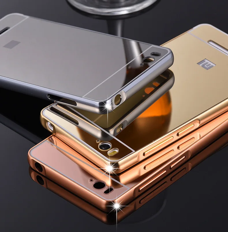 

Xiaomi Mi4C case Luxury Mirror PC Back Cover & Metal Aluminum Frame Case For Xiaomi Mi4i 4C M4i M4C Cell Phone Cover