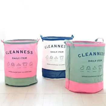 

New Two-color stitching Waterproof Laundry Hamper Clothes Storage Baskets Home decoration storage barrel kids toy organizer