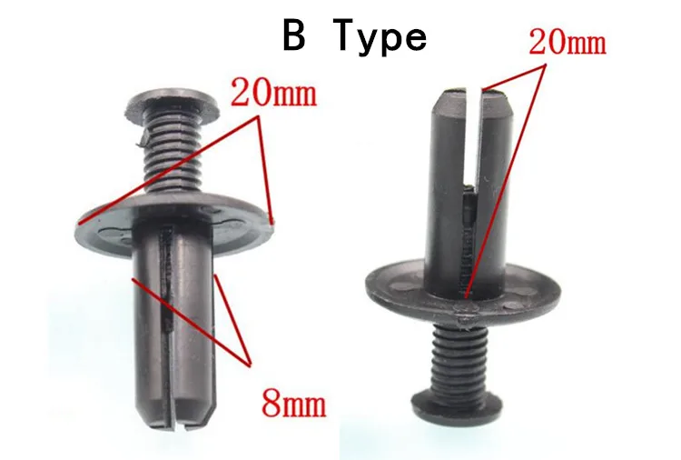 100 шт. 8 мм 6 мм черный расширительный винт Болт крепеж Автомобильный багажник бампер зажимы Фиксатор заклепки двери панель крыло