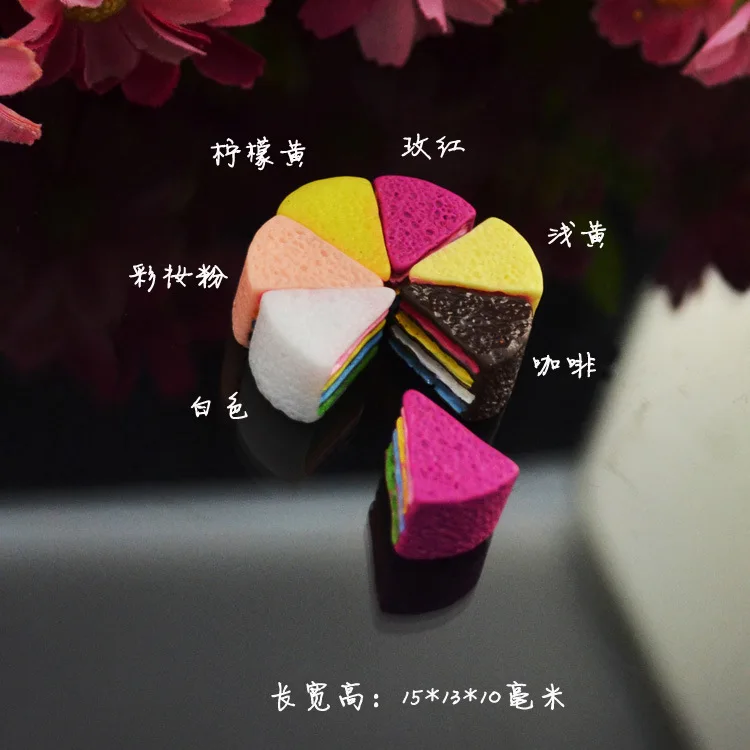 

10pcs mix color 7 colour triangle cake cream following from Japanese food play diy diy materials solid resin accessories