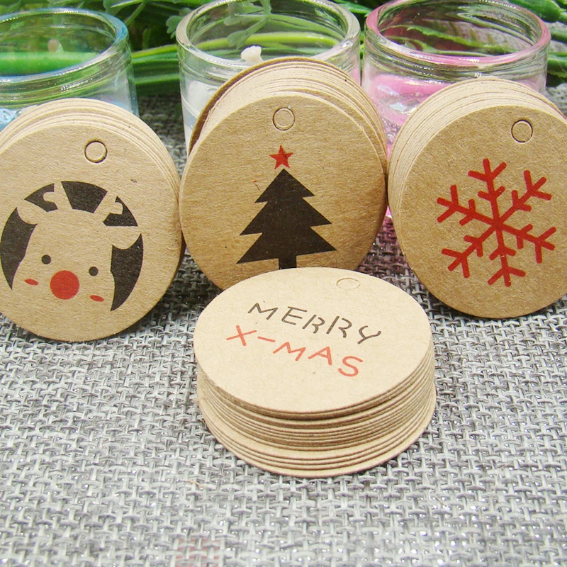 100pcs Merry Christmas Paper Gift Tags Label Hanging Cards DIY Home Party Decor 100pcs Merry Christmas Paper Gift Tags Label Hanging Cards DIY Home Party Decor
