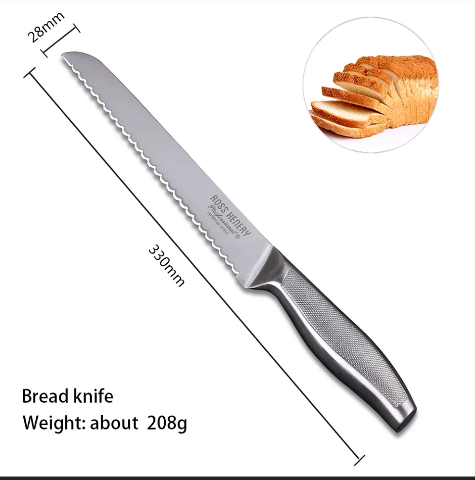 Stainless Steel 9pcs Kitchen Knife Set High Carbon Steel Blade Non-slip Handle Quality Chef Bread Utility Knife Cooking Tools